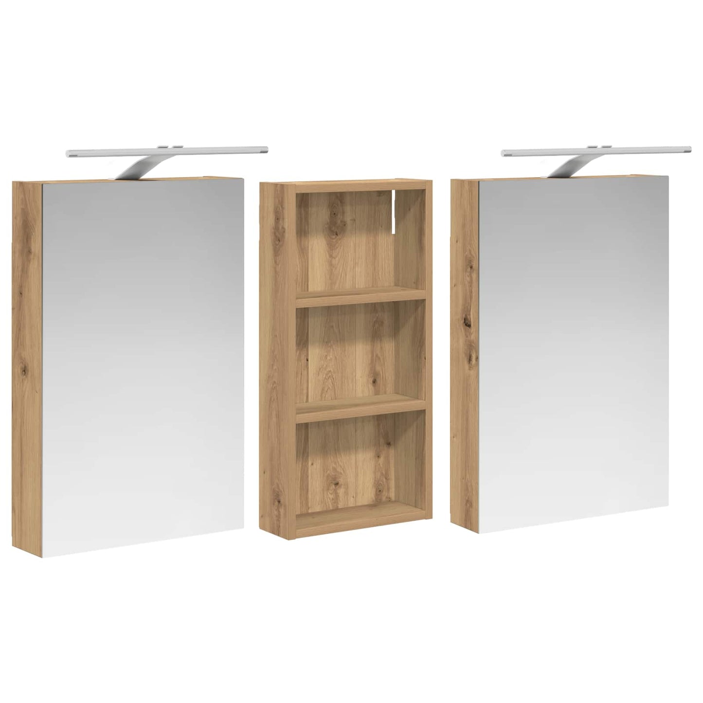 Badkamerkastenset 3 pcs 110 x 10,5 x 60,5 cm Bewerkt hout