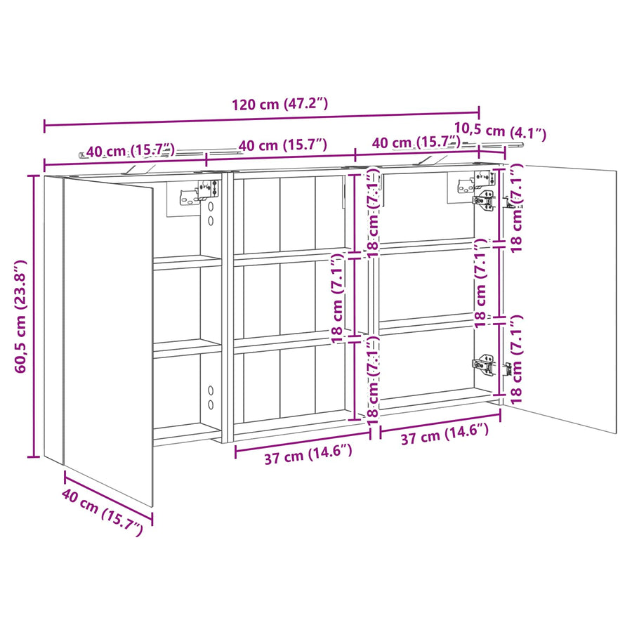 Badkamerkastenset 3 pcs 120 x 10,5 x 60,5 cm Bewerkt hout