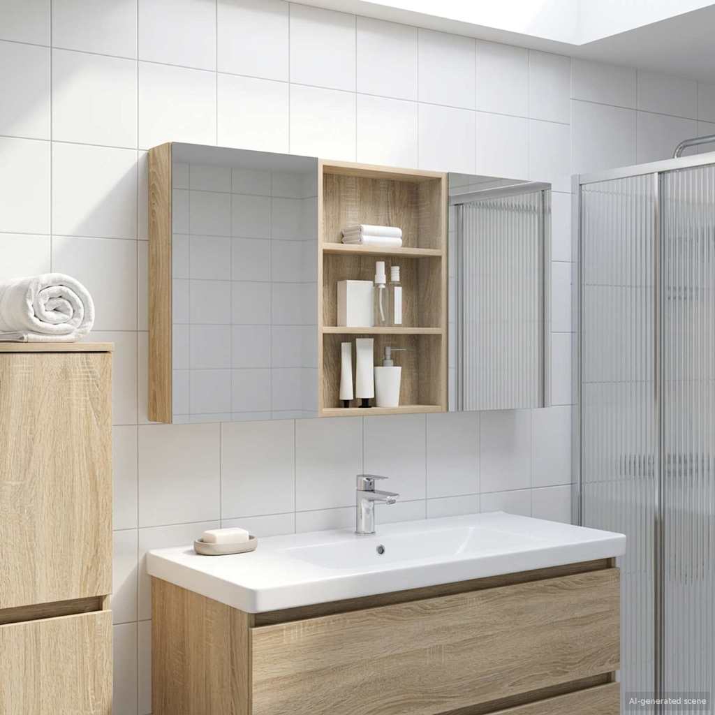 Badkamerkastenset 3 pcs 120 x 10,5 x 60,5 cm Bewerkt hout