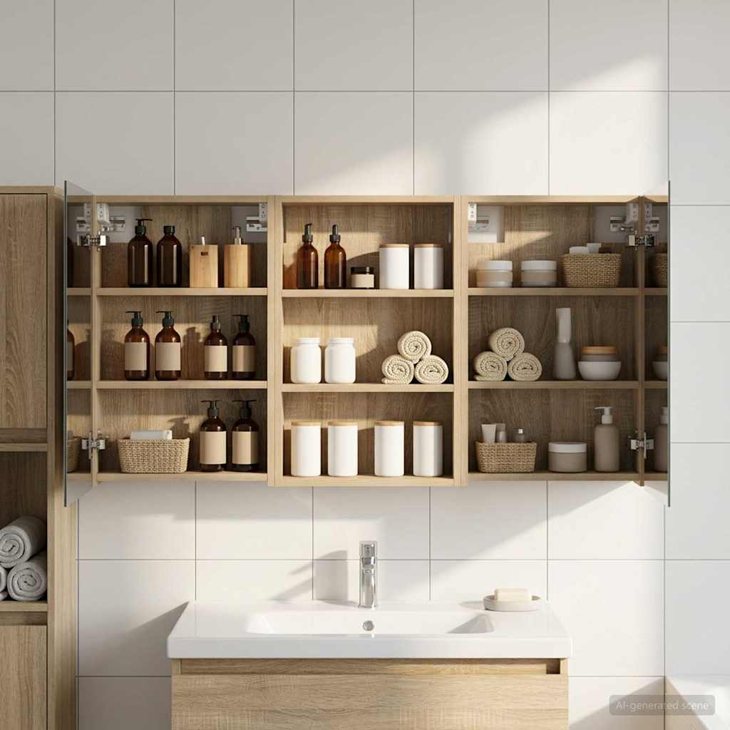 Badkamerkastenset 3 pcs 120 x 10,5 x 60,5 cm Bewerkt hout