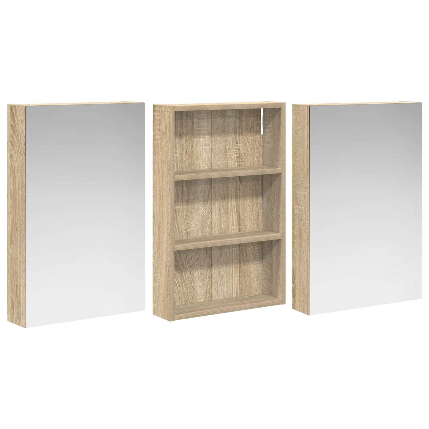 Badkamerkastenset 3 pcs 120 x 10,5 x 60,5 cm Bewerkt hout