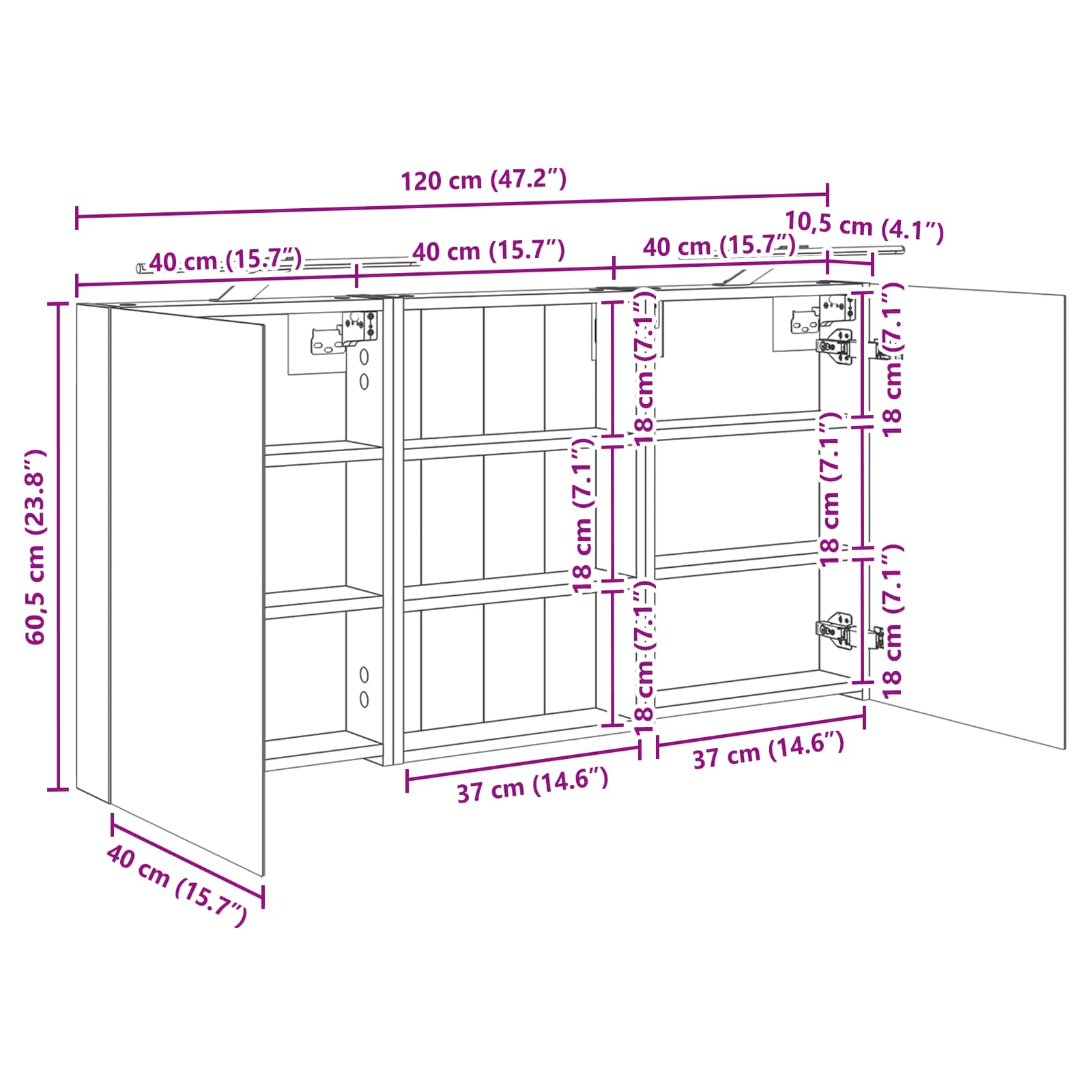 Badkamerkastenset 3 pcs 120 x 10,5 x 60,5 cm Bewerkt hout