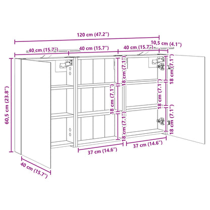 Badkamerkastenset 3 pcs 120 x 10,5 x 60,5 cm Bewerkt hout