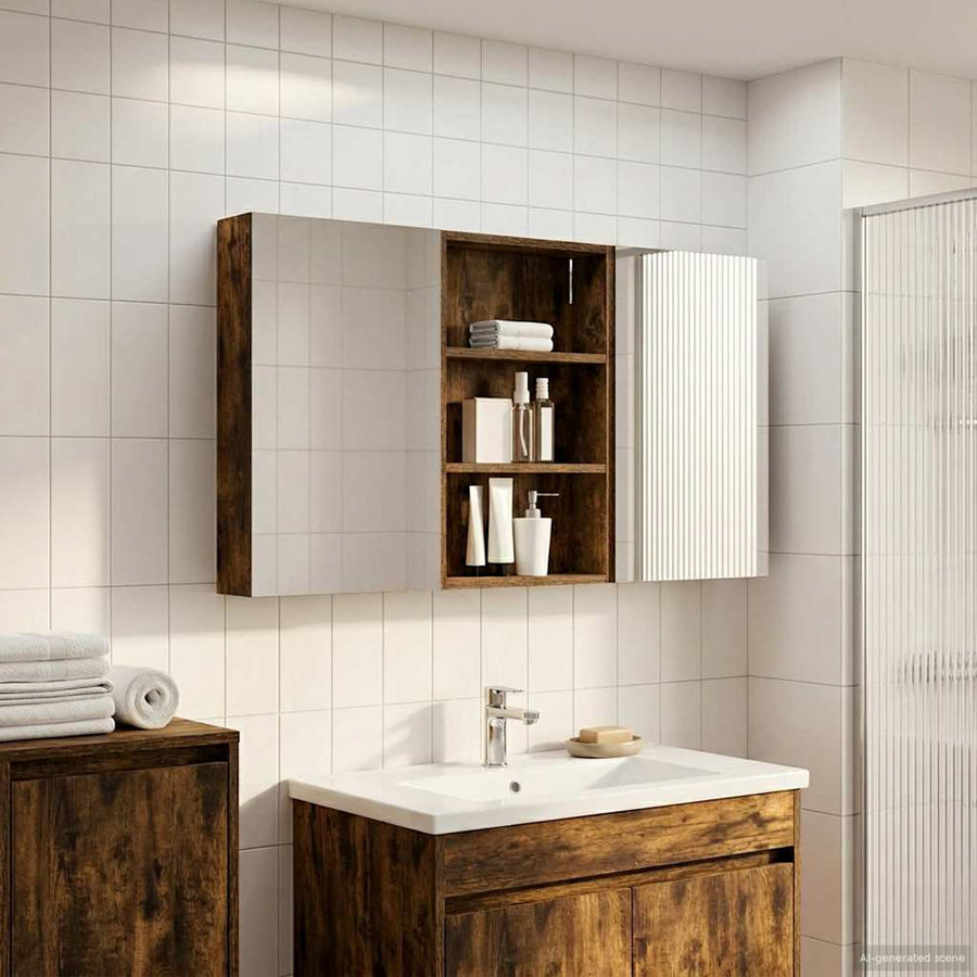 Badkamerkastenset 3 pcs 120 x 10,5 x 60,5 cm Bewerkt hout