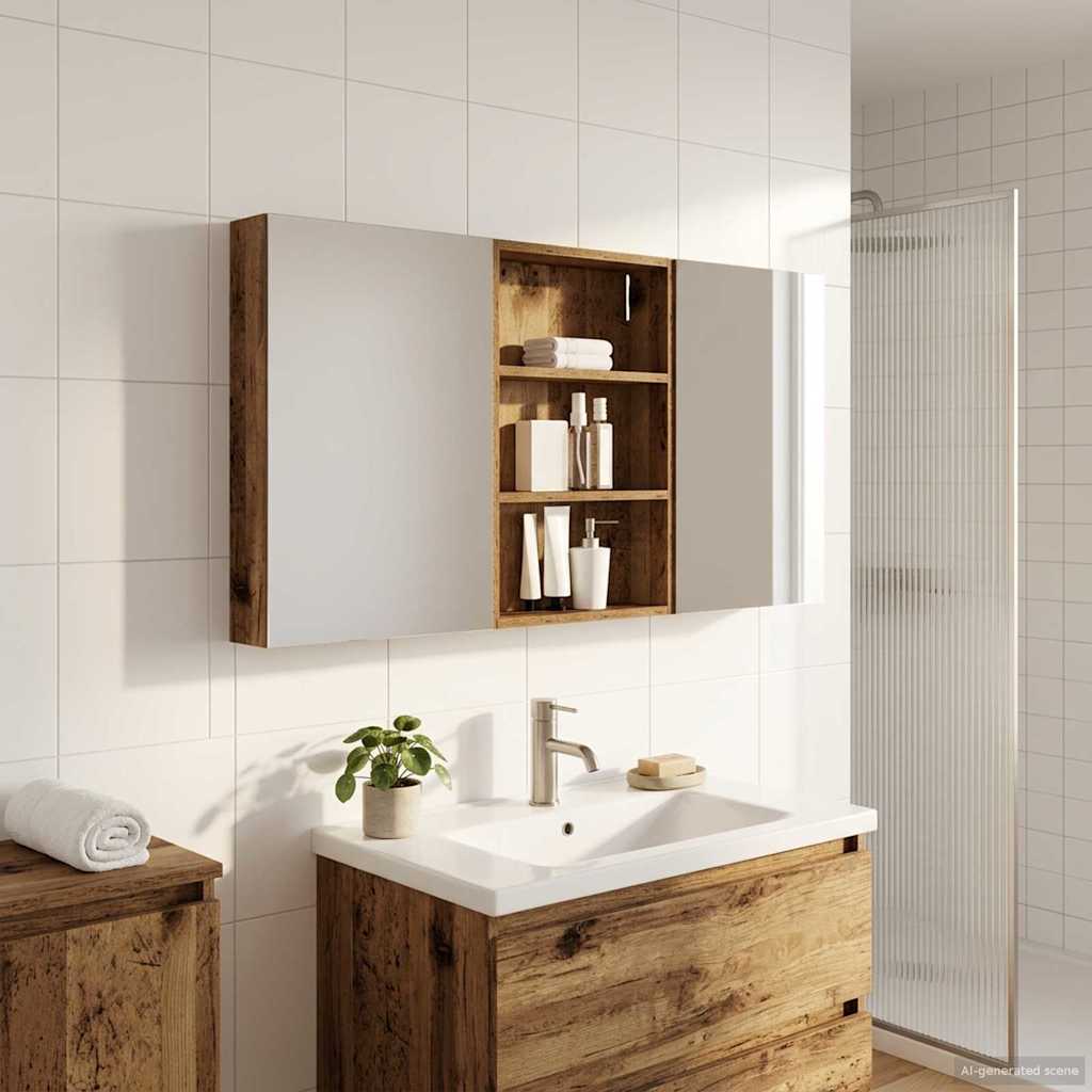 Badkamerkastenset 3 pcs 120 x 10,5 x 60,5 cm Bewerkt hout