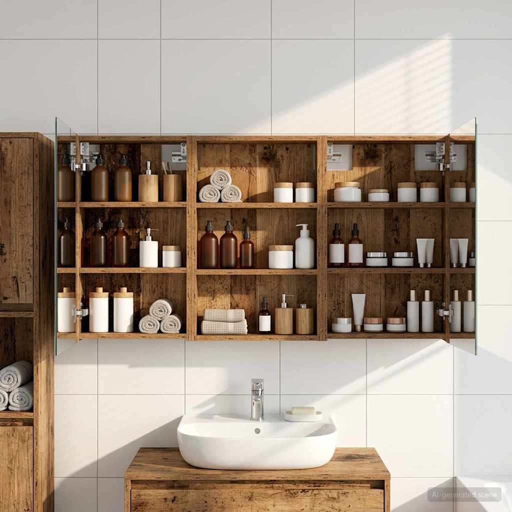 Badkamerkastenset 3 pcs 120 x 10,5 x 60,5 cm Bewerkt hout