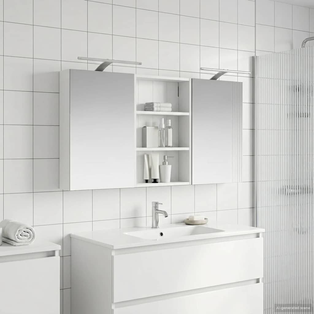 Badkamerkastenset 3 pcs 120 x 10,5 x 60,5 cm Bewerkt hout