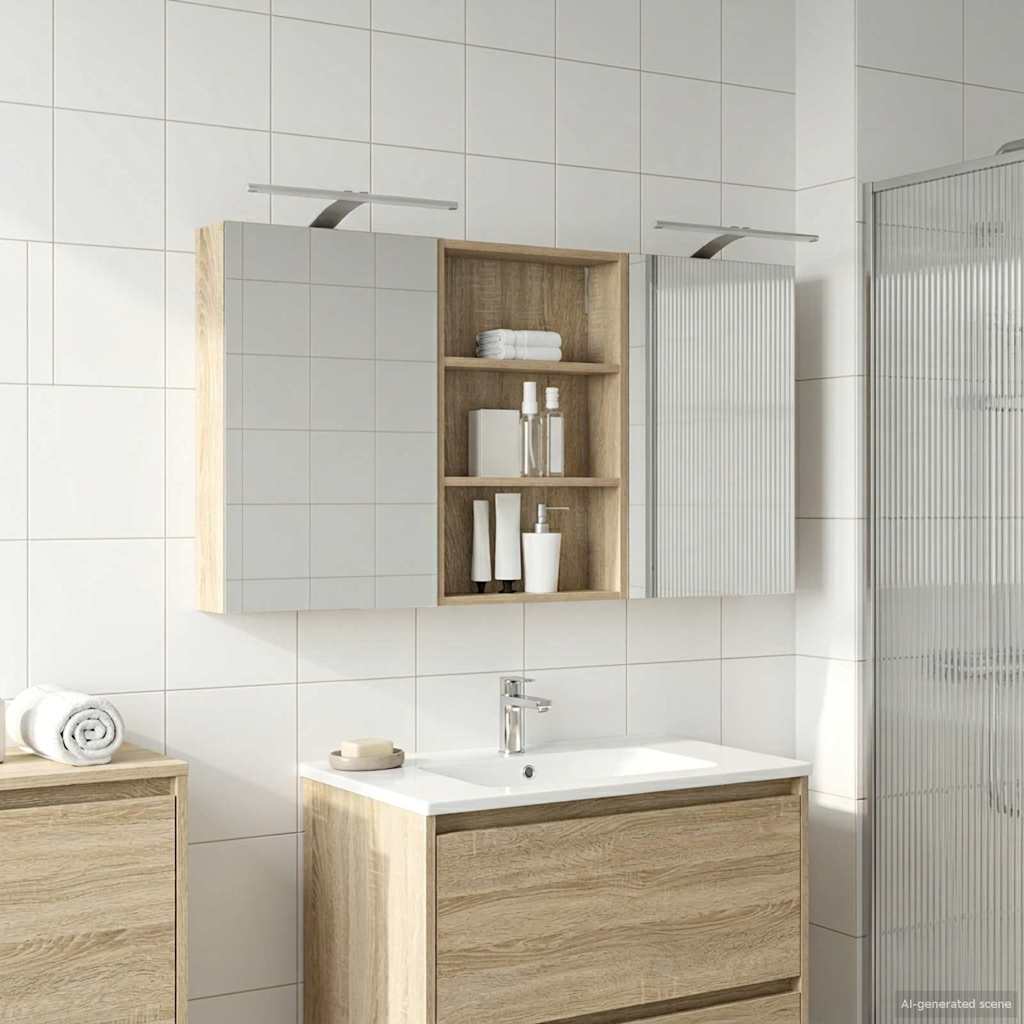 Badkamerkastenset 3 pcs 120 x 10,5 x 60,5 cm Bewerkt hout