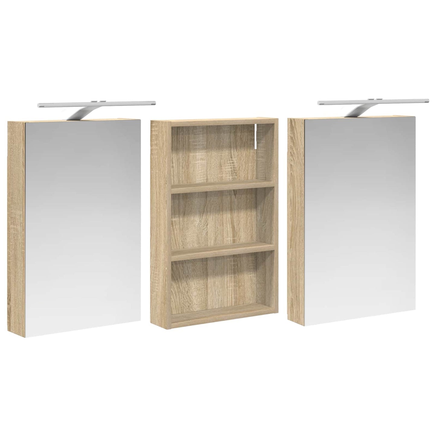 Badkamerkastenset 3 pcs 120 x 10,5 x 60,5 cm Bewerkt hout