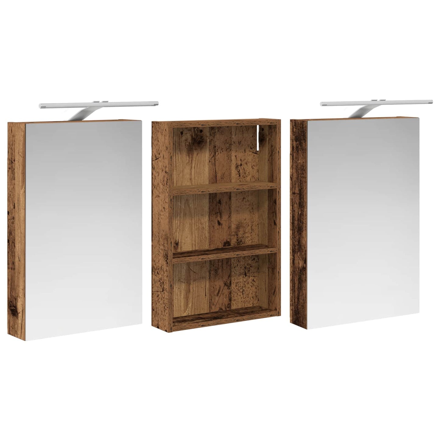 Badkamerkastenset 3 pcs 120 x 10,5 x 60,5 cm Bewerkt hout