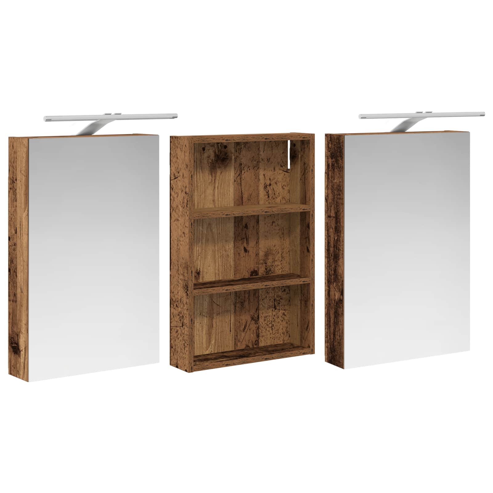 Badkamerkastenset 3 pcs 120 x 10,5 x 60,5 cm Bewerkt hout