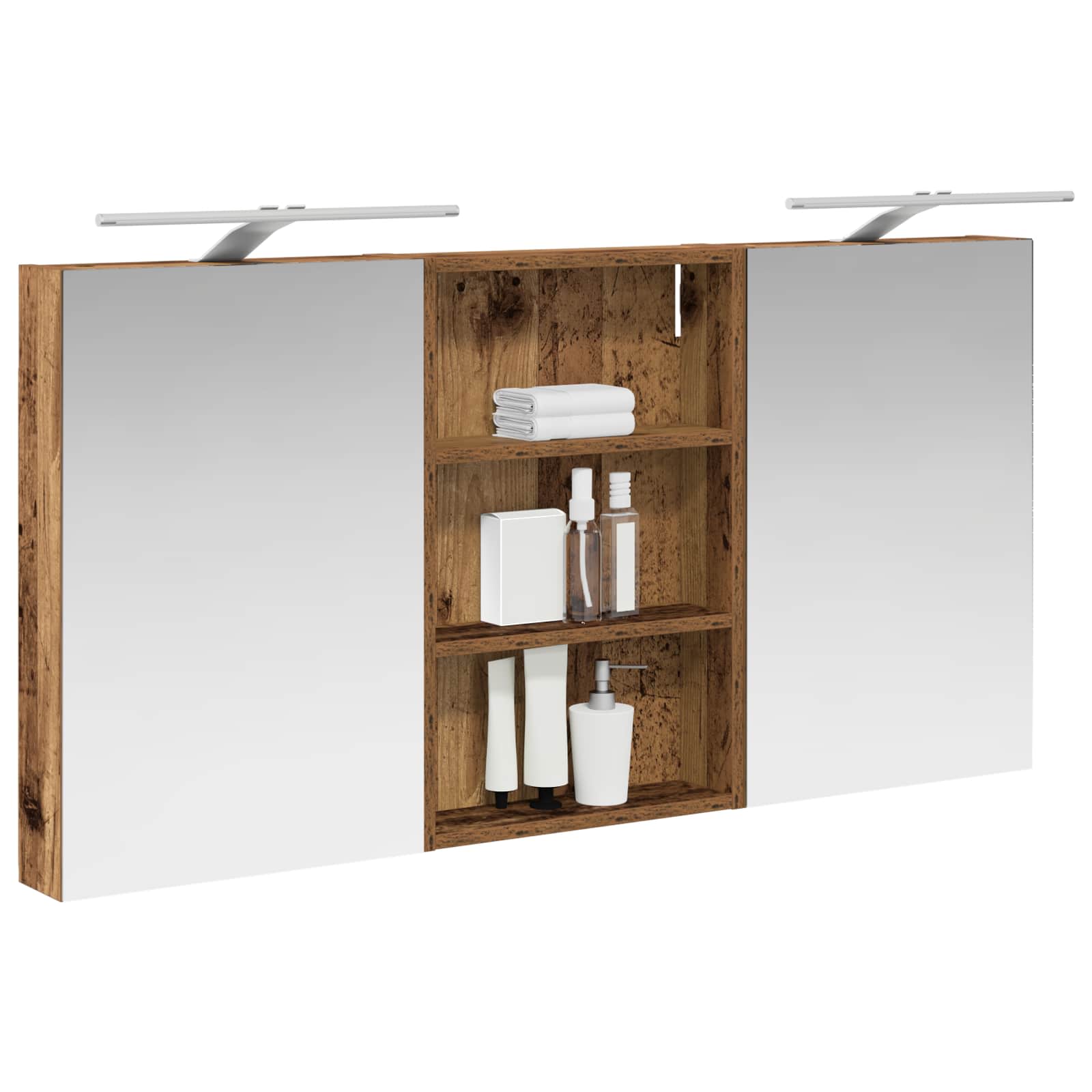 Badkamerkastenset 3 pcs 120 x 10,5 x 60,5 cm Bewerkt hout