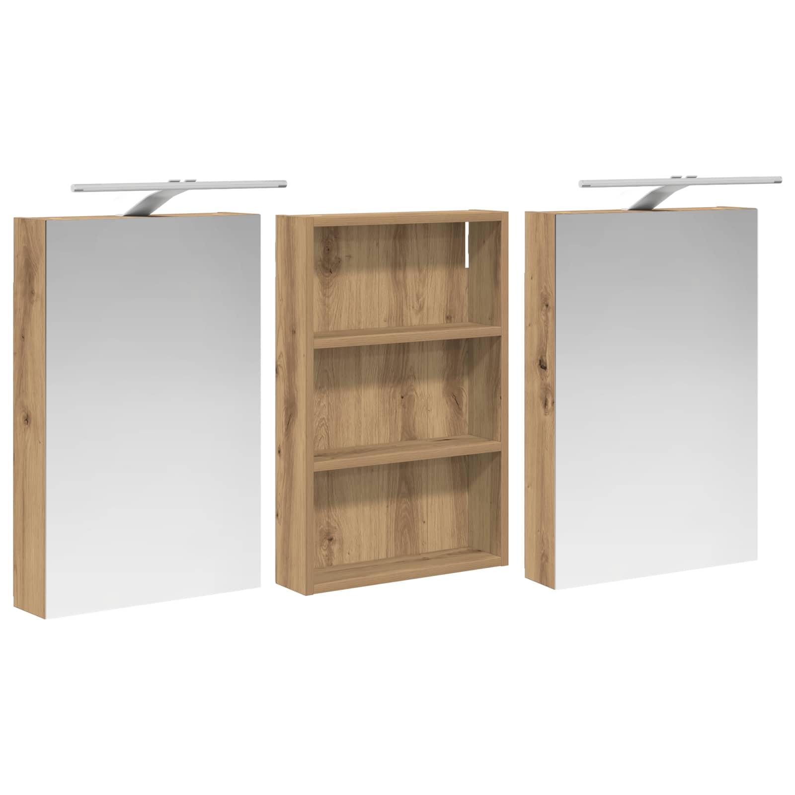 Badkamerkastenset 3 pcs 120 x 10,5 x 60,5 cm Bewerkt hout