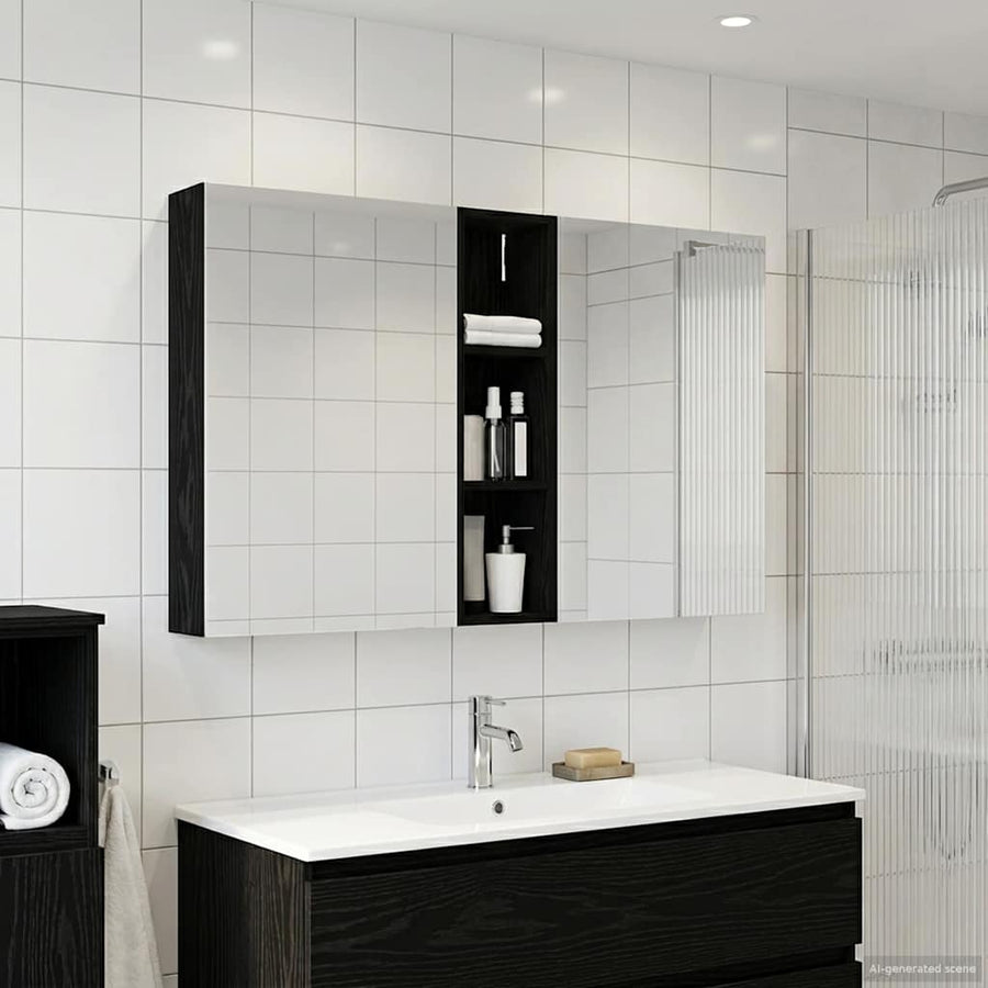 Badkamerkastenset 3 pcs 120 x 14,5 x 70 cm Bewerkt hout
