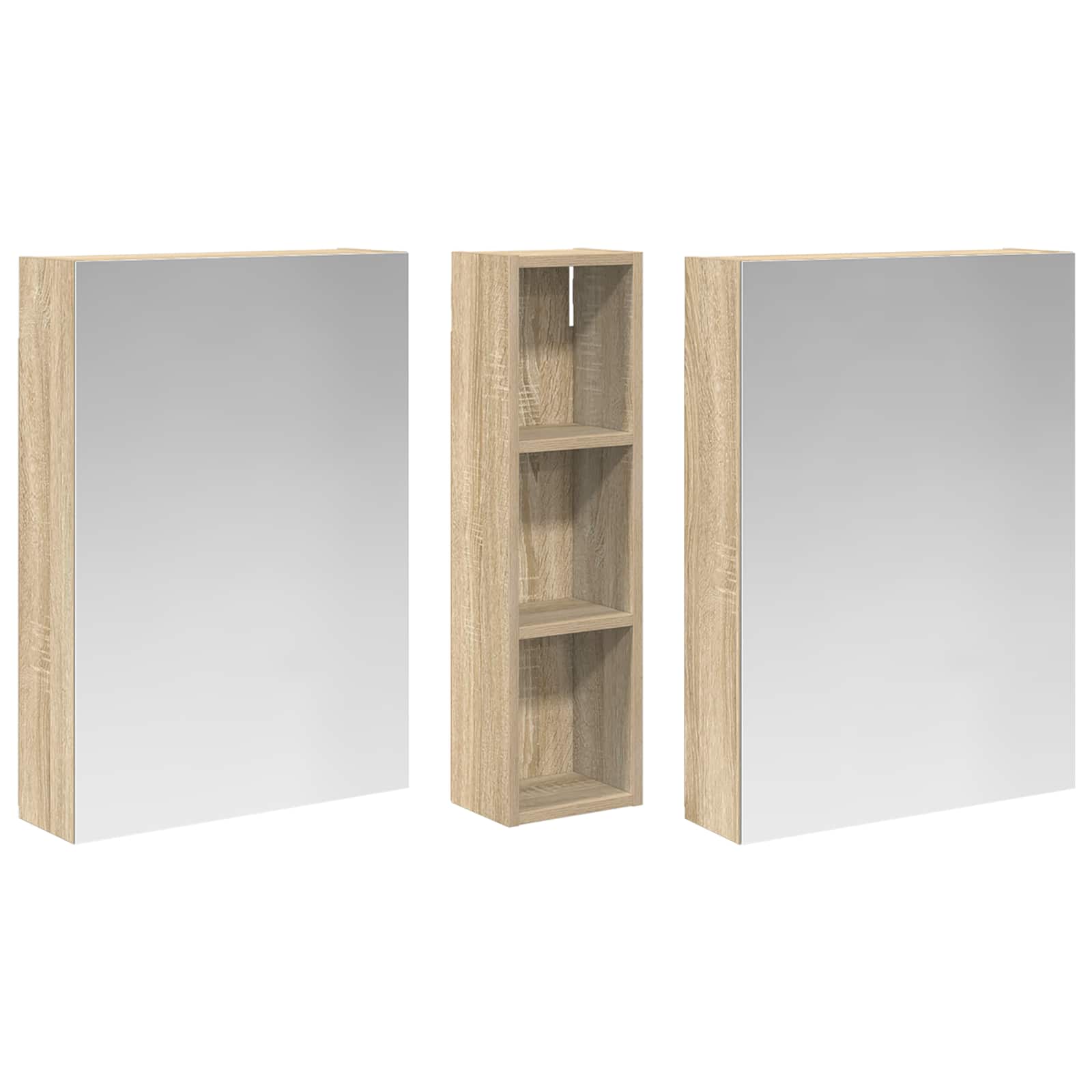 Badkamerkastenset 3 pcs 120 x 14,5 x 70 cm Bewerkt hout