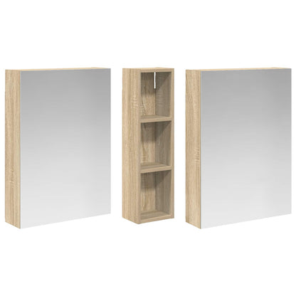 Badkamerkastenset 3 pcs 120 x 14,5 x 70 cm Bewerkt hout