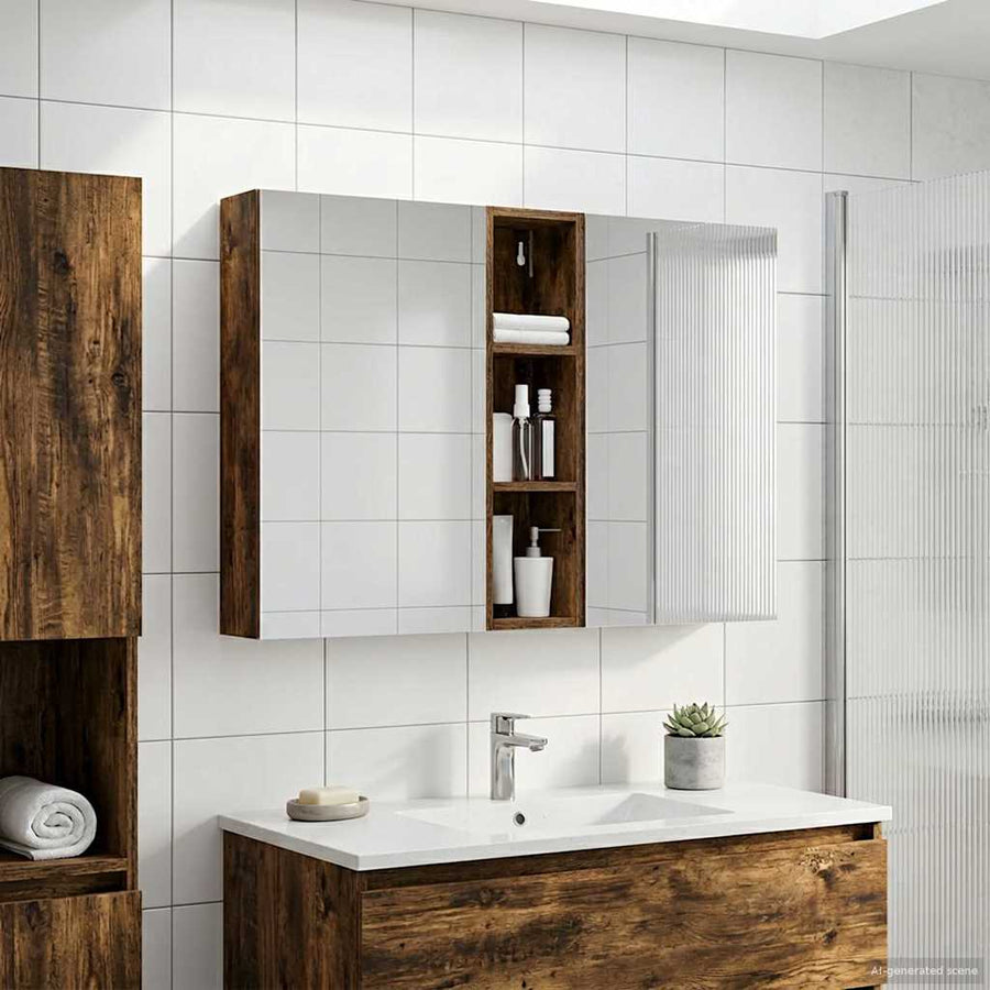 Badkamerkastenset 3 st 120 x 14,5 x 70 cm Bewerkt hout