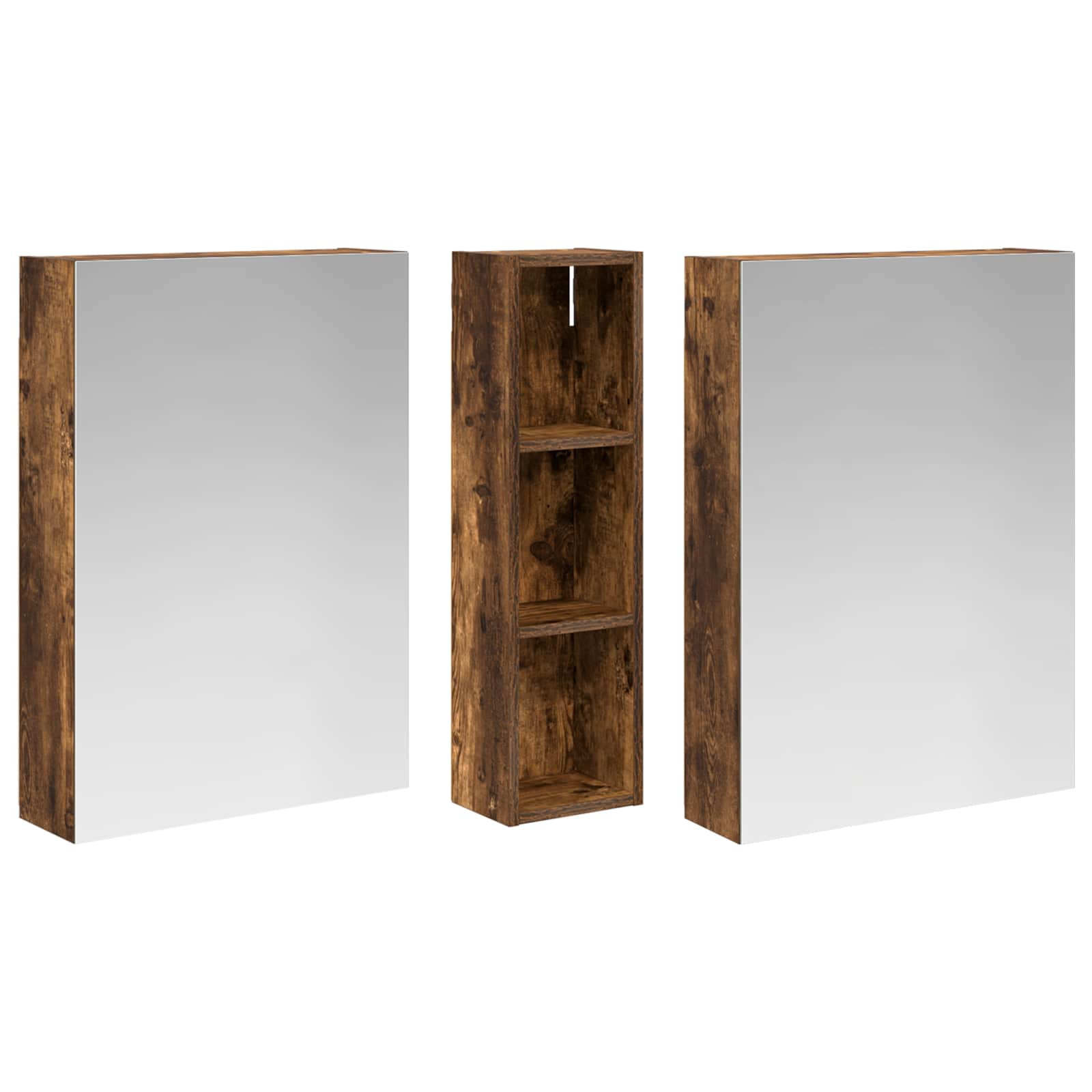 Badkamerkastenset 3 pcs 120 x 14,5 x 70 cm Bewerkt hout