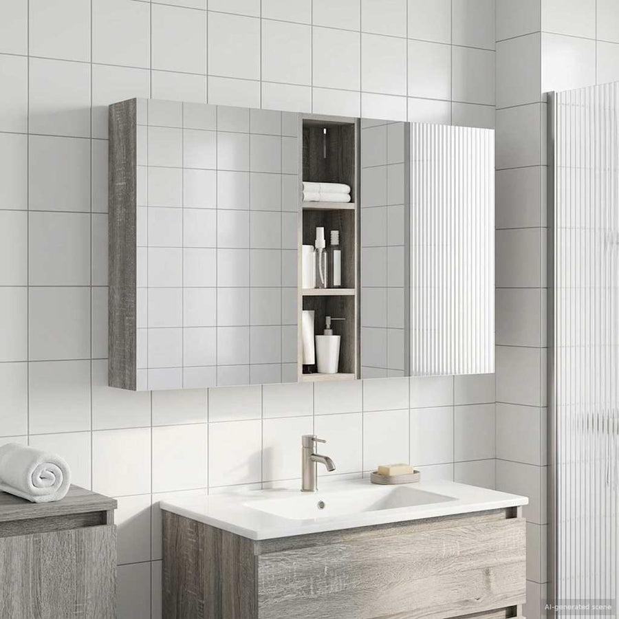 Badkamerkastenset 3 pcs 120 x 14,5 x 70 cm Bewerkt hout