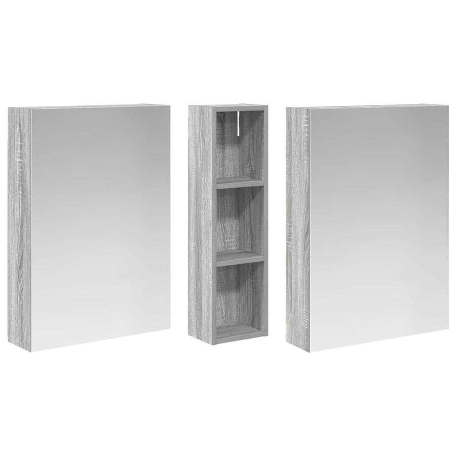 Badkamerkastenset 3 pcs 120 x 14,5 x 70 cm Bewerkt hout
