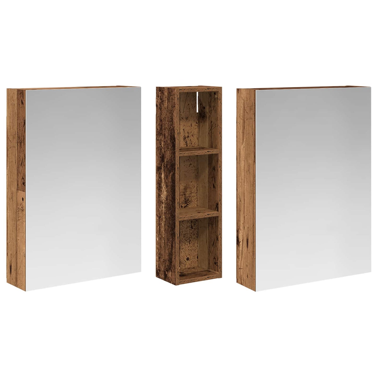 Badkamerkastenset 3 pcs 120 x 14,5 x 70 cm Bewerkt hout