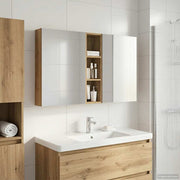 Badkamerkastenset 3-delig 120x14.5x70 cm bewerkt hout