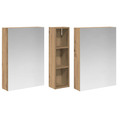 Badkamerkastenset 3 pcs 120 x 14,5 x 70 cm Bewerkt hout