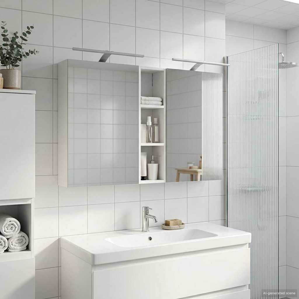 Badkamerkastenset 3 pcs 120 x 14,5 x 70 cm Bewerkt hout