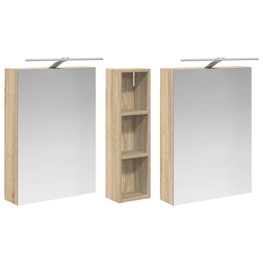 Badkamerkastenset 3 pcs 120 x 14,5 x 70 cm Bewerkt hout