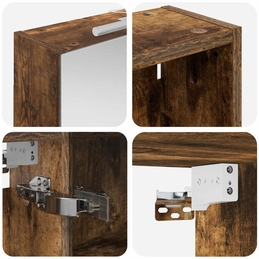 Badkamerkastenset 3 pcs 120 x 14,5 x 70 cm Bewerkt hout