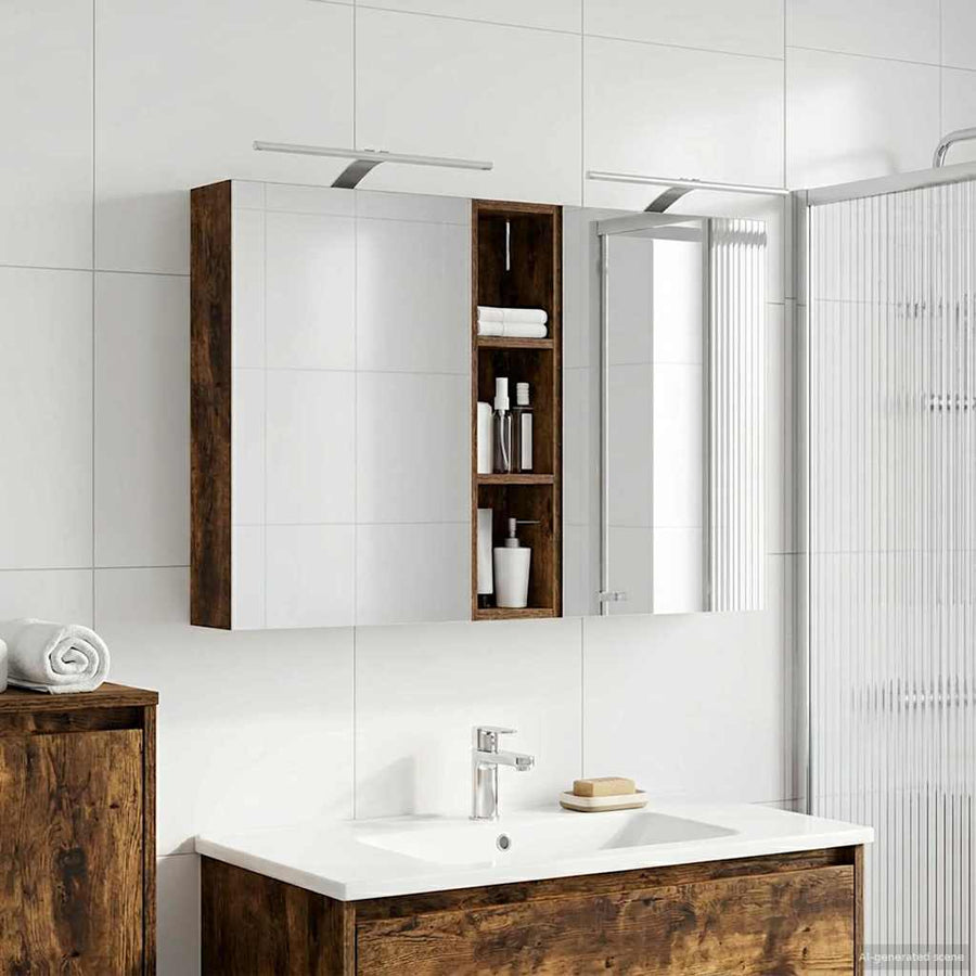Badkamerkastenset 3 pcs 120 x 14,5 x 70 cm Bewerkt hout