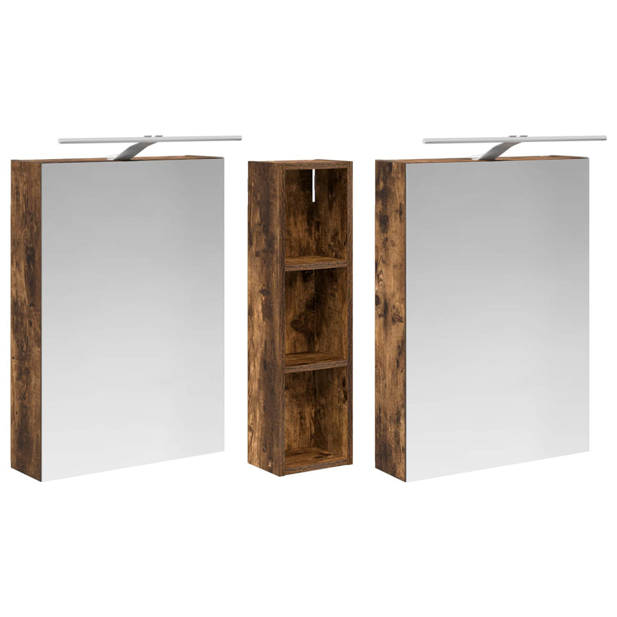 Badkamerkastenset 3 pcs 120 x 14,5 x 70 cm Bewerkt hout