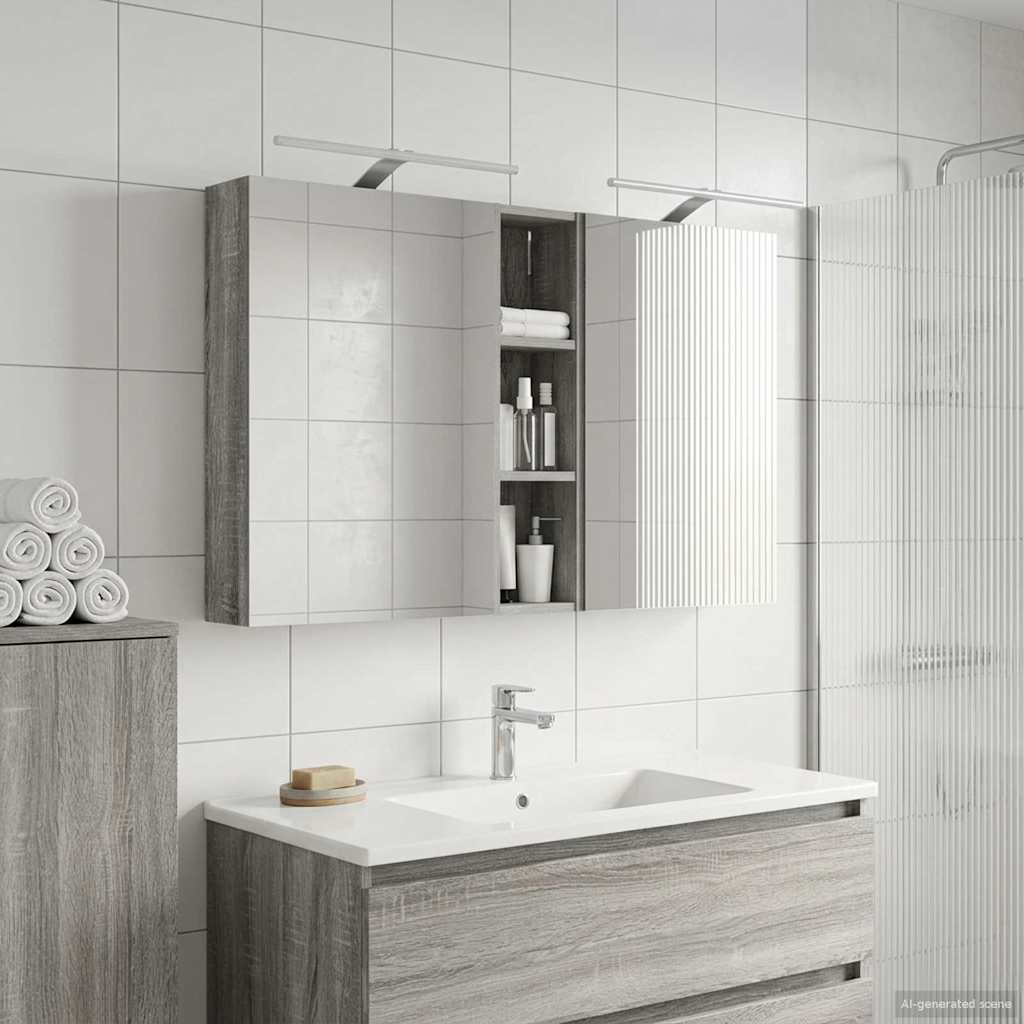 Badkamerkastenset 3 pcs 120 x 14,5 x 70 cm Bewerkt hout