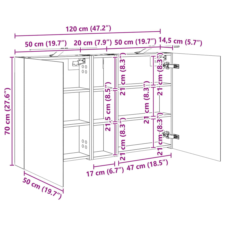 Badkamerkastenset 3 pcs 120 x 14,5 x 70 cm Bewerkt hout