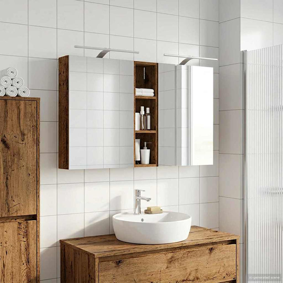 Badkamerkastenset 3 pcs 120 x 14,5 x 70 cm Bewerkt hout