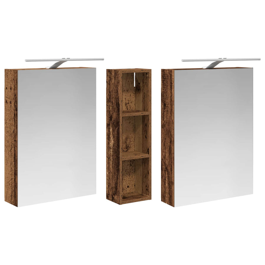 Badkamerkastenset 3 pcs 120 x 14,5 x 70 cm Bewerkt hout