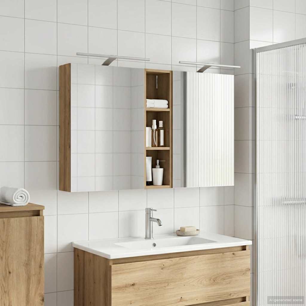 Badkamerkastenset 3 pcs 120 x 14,5 x 70 cm Bewerkt hout