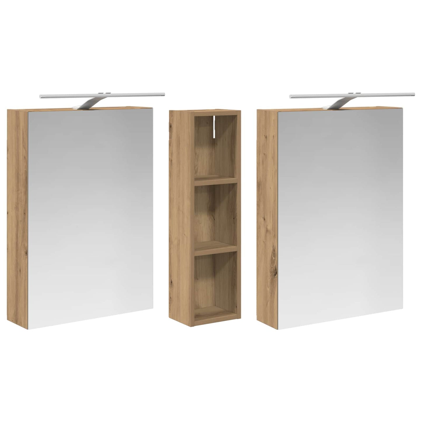 Badkamerkastenset 3 pcs 120 x 14,5 x 70 cm Bewerkt hout