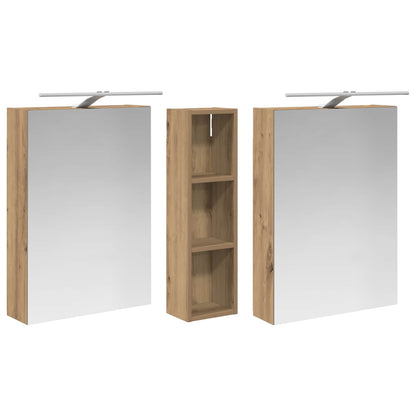 Badkamerkastenset 3 pcs 120 x 14,5 x 70 cm Bewerkt hout