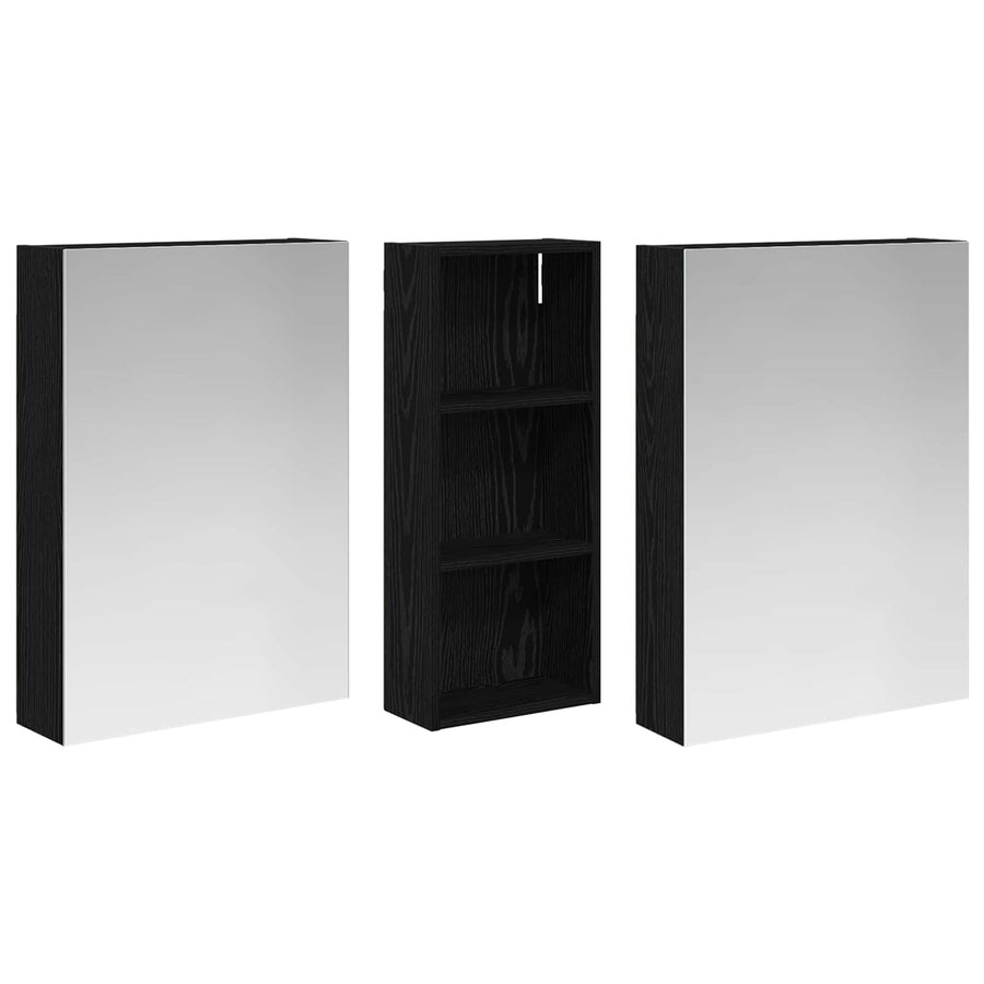 Badkamerkastenset 3 pcs 130 x 14,5 x 70 cm Bewerkt hout