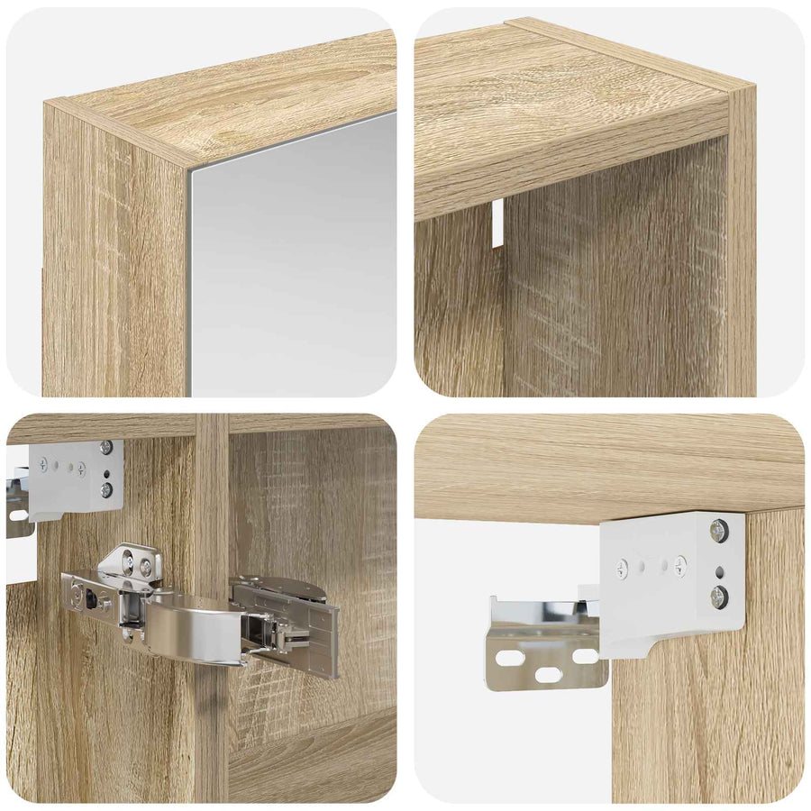 Badkamerkastenset 3 pcs 130 x 14,5 x 70 cm Bewerkt hout
