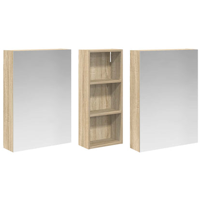 Badkamerkastenset 3 pcs 130 x 14,5 x 70 cm Bewerkt hout