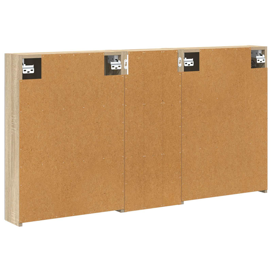 Badkamerkastenset 3 pcs 130 x 14,5 x 70 cm Bewerkt hout