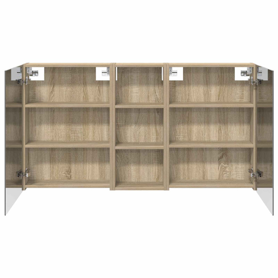 Badkamerkastenset 3 pcs 130 x 14,5 x 70 cm Bewerkt hout