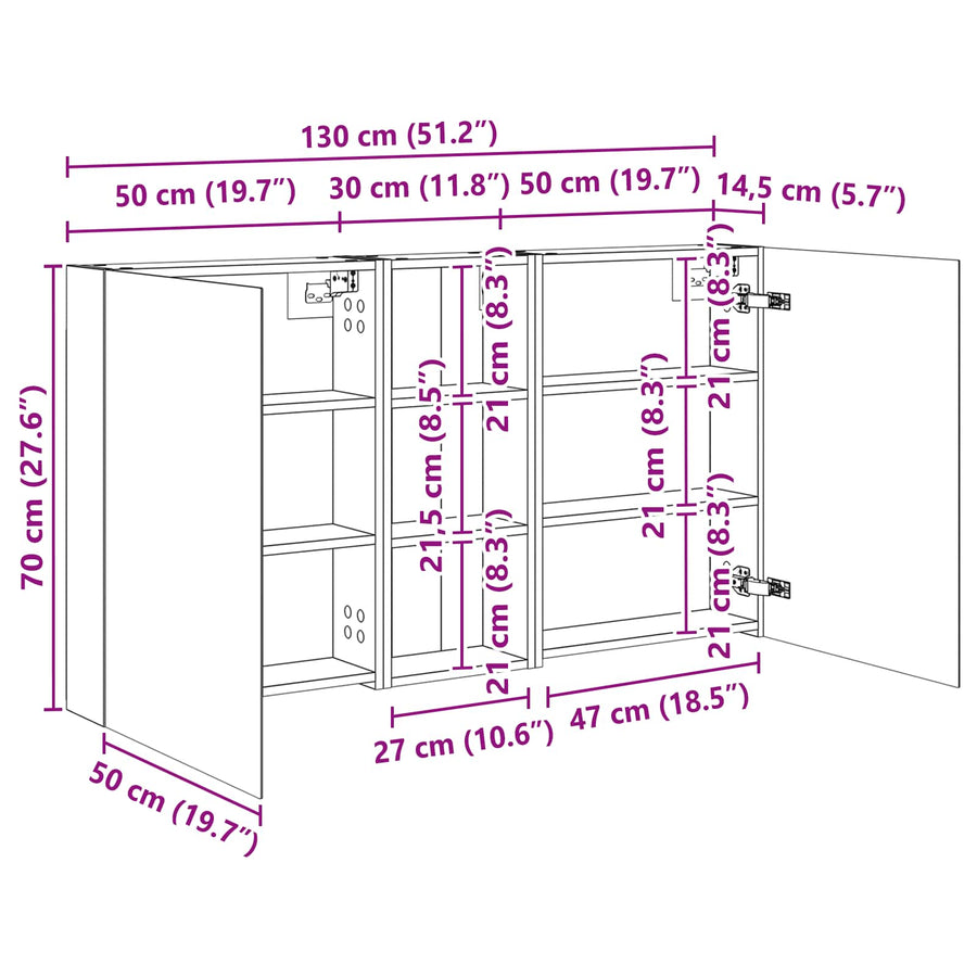 Badkamerkastenset 3 pcs 130 x 14,5 x 70 cm Bewerkt hout
