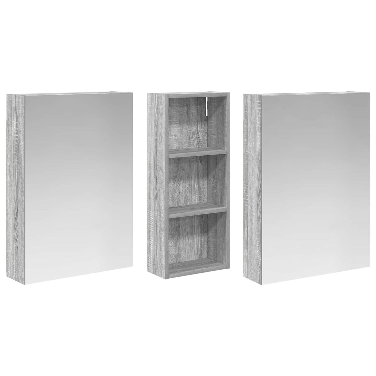Badkamerkastenset 3 pcs 130 x 14,5 x 70 cm Bewerkt hout