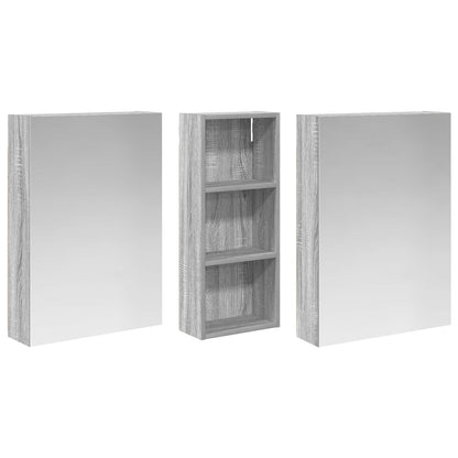 Badkamerkastenset 3 pcs 130 x 14,5 x 70 cm Bewerkt hout