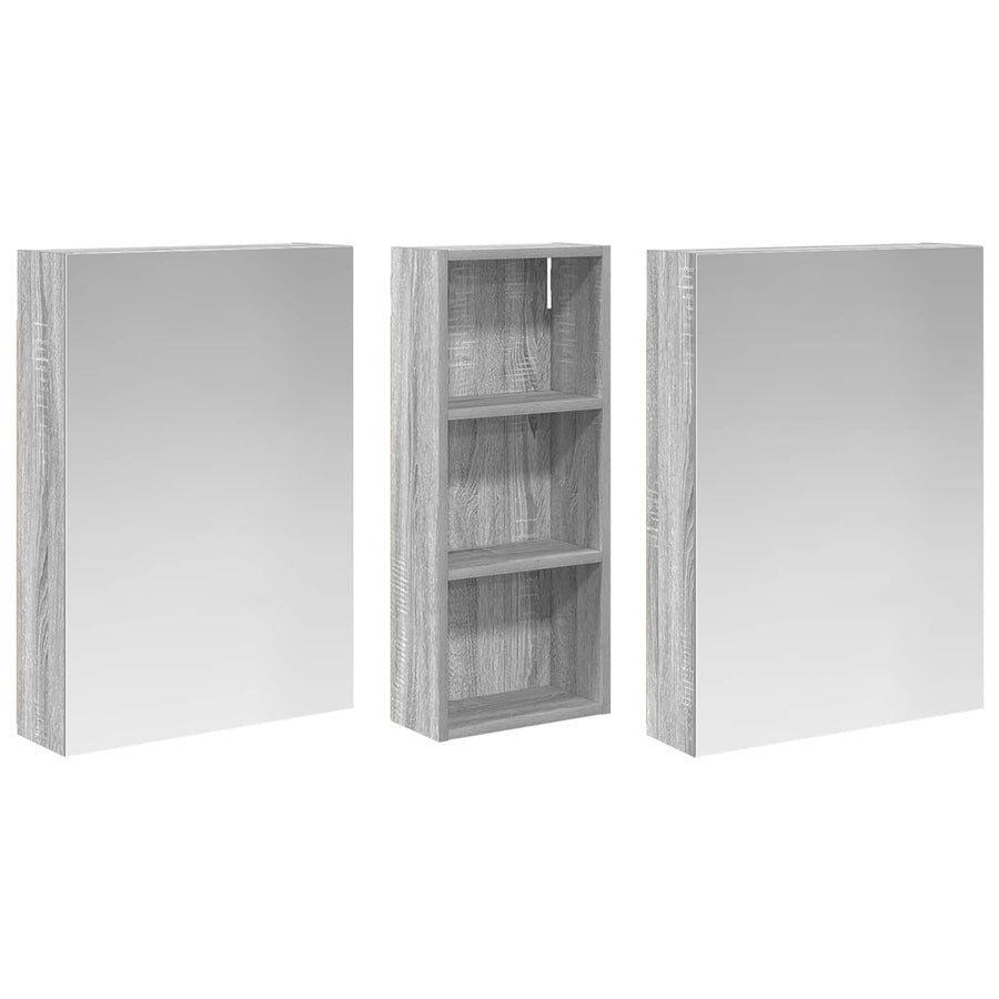 Badkamerkastenset 3 pcs 130 x 14,5 x 70 cm Bewerkt hout