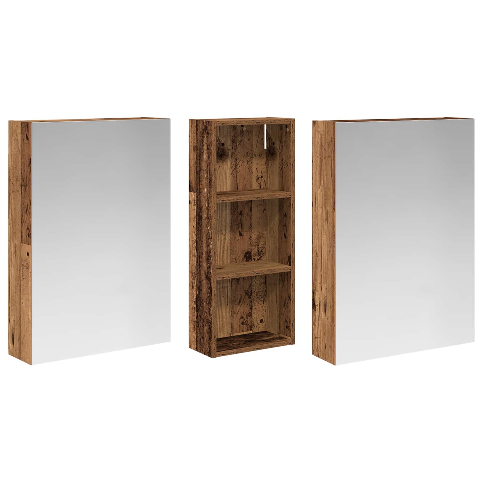 Badkamerkastenset 3 pcs 130 x 14,5 x 70 cm Bewerkt hout