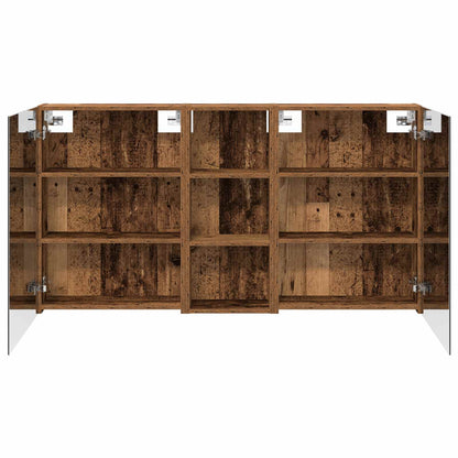 Badkamerkastenset 3 pcs 130 x 14,5 x 70 cm Bewerkt hout